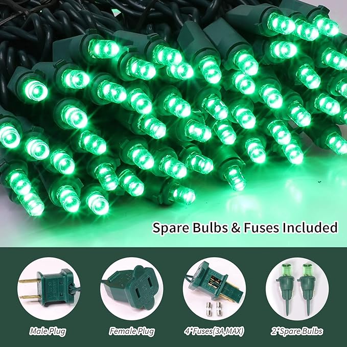 100 Count Green- String Lights - 21.6FT LED Christmas Lights, Mini led Lights for Indoor Outdoor Home Holiday Party Wedding Independence Day Decoration-HomvellaHome