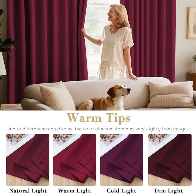H.VERSAILTEX Christmas Blackout Curtains Thermal Insulated Blackout Curtains for Party- Antique Copper Grommet Top Window Drapes - Burgundy- 52" W x 72" L - (Set of 2 Panels)-HomvellaHome
