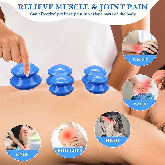 Geiserailie 16 Pcs 4 Sizes Cupping Therapy Set Silicone Cupping Massage Cups Professional Chinese Therapy Cup Vacuum for Body Muscle Nerve(Dark Blue)-HomvellaHome
