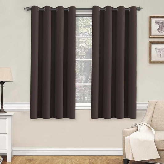 H.VERSAILTEX Blackout Thermal Insulated Curtains for Bedroom/Living Room, 52" Wide x 63" Long Each Panel,Grommet Top (Set of 2 Panels, Chocolate Brown)-HomvellaHome