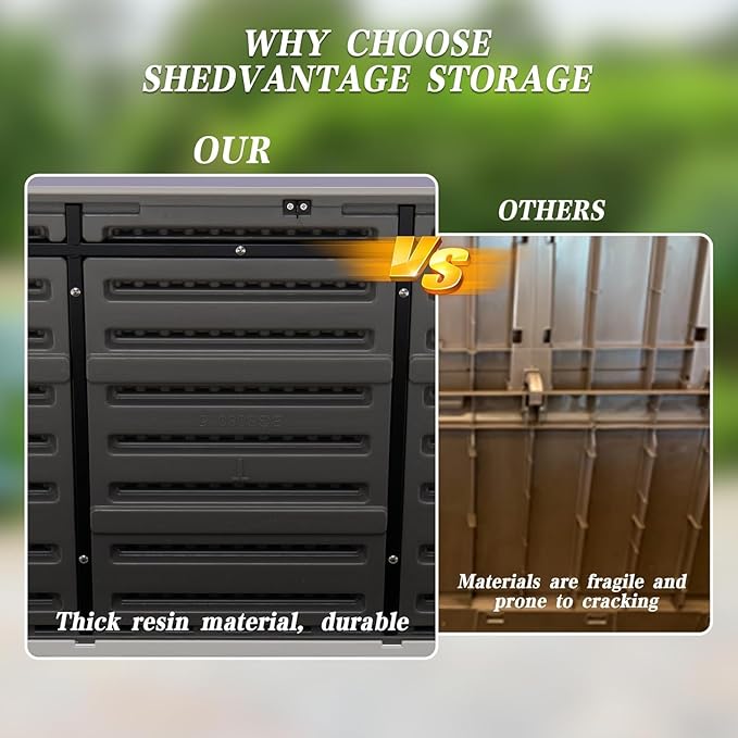 100 Gallon Plus Resin Deck Box, Waterproof Outdoor Storage Bin for Patio Furniture, Pool Accessories, and Garden Tools, Lockable & UV-Resistant, Brown-HomvellaHome