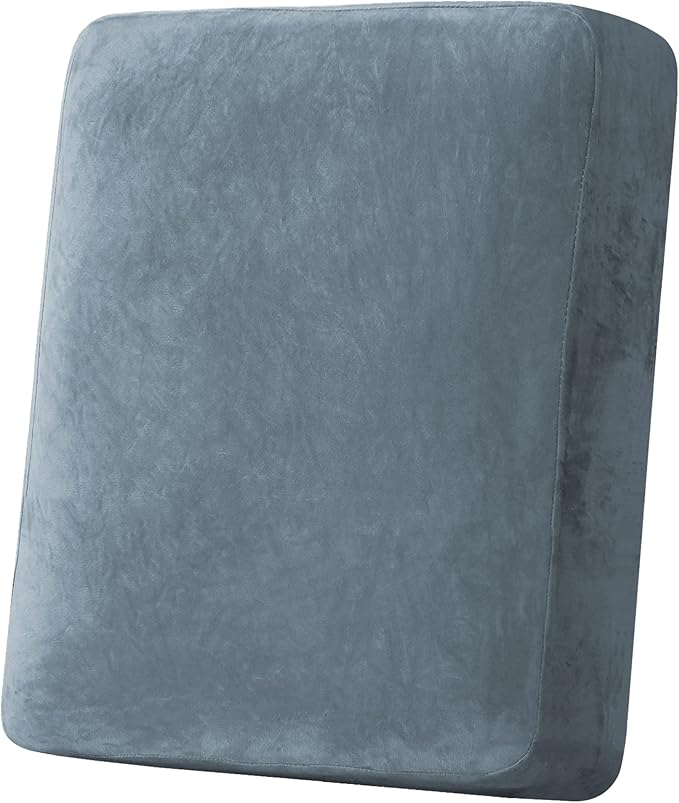 H.VERSAILTEX Velvet Stretch Couch Cushion Cover Plush Cushion Slipcover for Chair Cushion Furniture Protector Seat Cushion Sofa Cover (1 Piece Armchair Cushion Covers, Stone Blue)-HomvellaHome