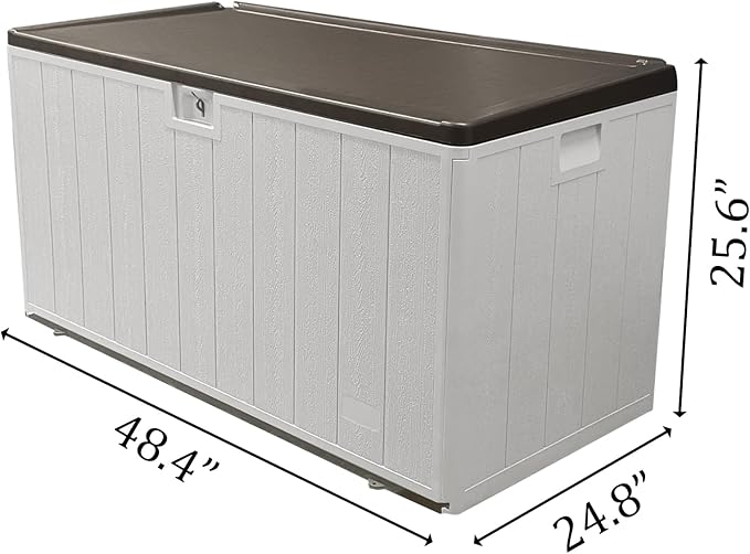 110 Gallon Pro Outdoor Storage Box Waterproof Lockable Deck Box Large, Patio Storage Bin for Pool Accessories Cushion Furniture, Garden Tools, UV-Resistant Outside Delivery, Grayish Brown-HomvellaHome