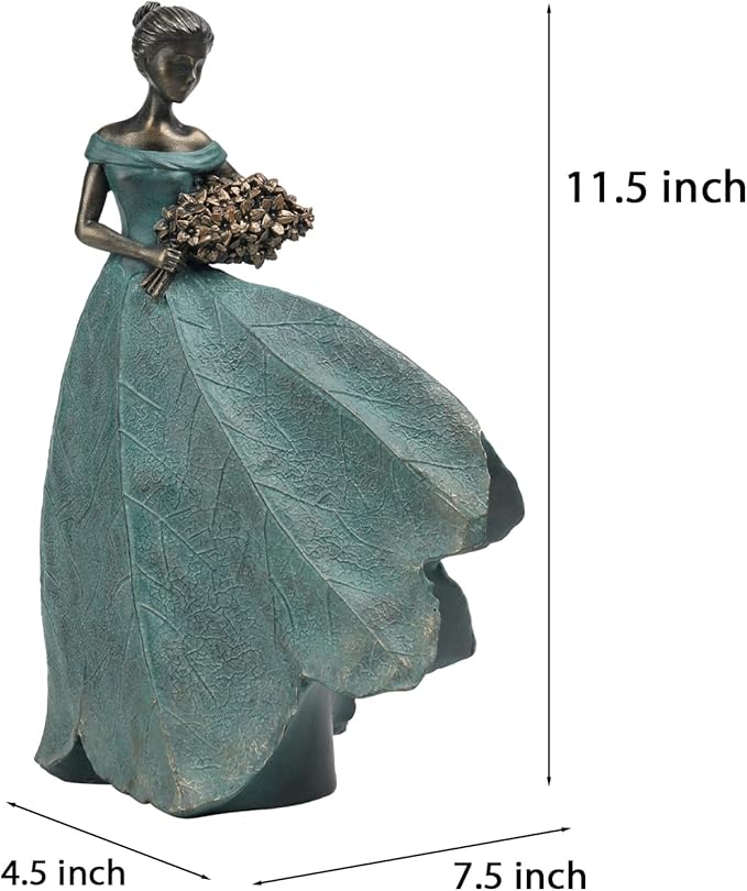 Guichifun Fairy Statue Collection Home Decoration - Leaf Angel Girls Resin Modern Table Decor for Living Room Office Sculpture Decor for Women Indoor Rustic Figurines Gift 5 x 3 x 7.5 Inch-HomvellaHome