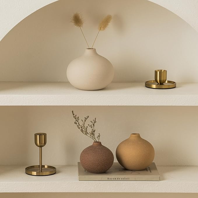 Ceramic Vase Set of 3, Bud Vases for Modern Farmhouse Home Decor, Cute Vases, Small Flower Vases for Dining Table Centerpieces,Living Room,Shelf,Mantel and Entryway Display-HomvellaHome