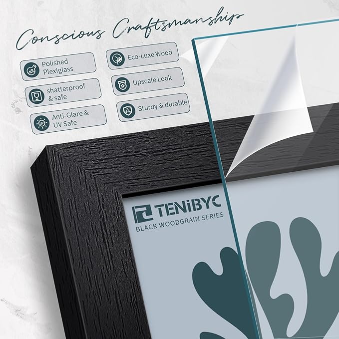 18x24 Poster Frame 3 Pack - Black Woodgrain, Solid Wood Gallery Picture Frame - Wall Hanging-HomvellaHome