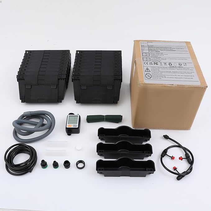 18 Pots Self-Watering Vertical Wall Planter, 39.4”L x 39.4”H Stackable Plastic Wall-Mounted Plant Grow Pots, Wall Hang Garden Planter Outdoor Indoor for Herbs Flowers Strawberries (Black)-HomvellaHome