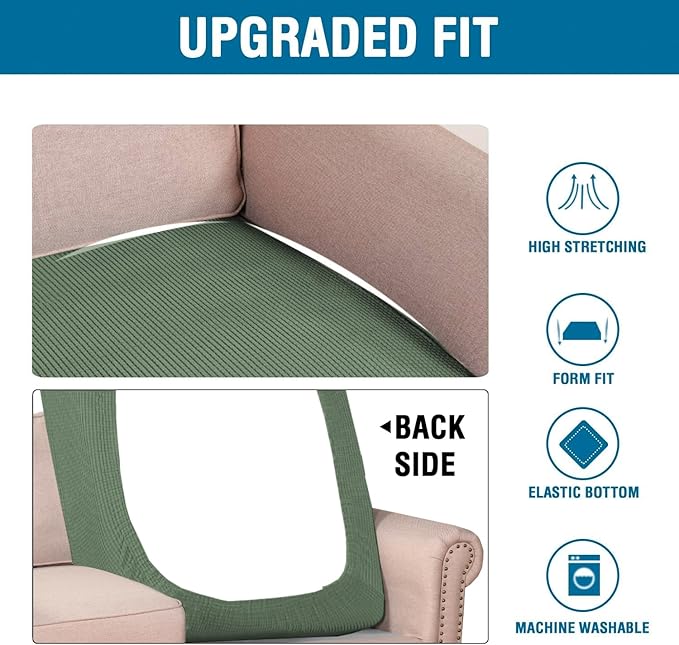 H.VERSAILTEX Super Stretch Individual Chaise Cover Sectional Couch Covers for L Shaped Sofa Both Left/Right Featuring Thick Jacquard Textured Twill Fabric (1 Piece Chaise Cover, Loden Frost)-HomvellaHome