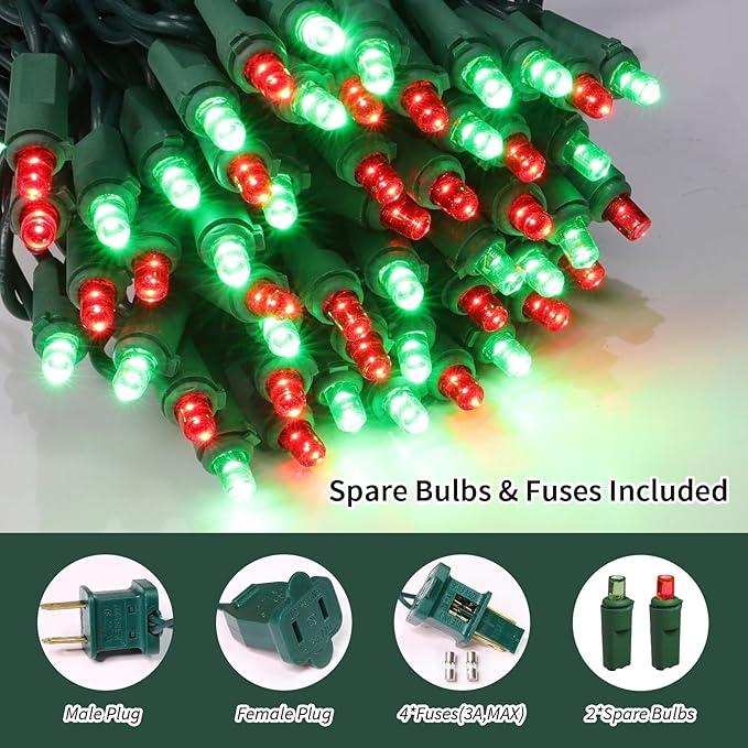 100 Count Red and Green - String Lights - 21.6FT LED Christmas Lights, Mini led Lights for Indoor Outdoor Home Holiday Party Wedding Independence Day Decoration-HomvellaHome