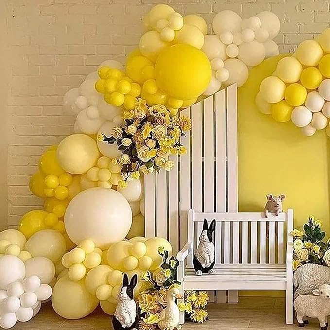130pcs Pastel Yellow Balloons Different Sizes 18" 12" 10" 5" Light Yellow Latex Balloon Garland Arch Kit for Birthday Baby Shower Graduation Wedding Gender Reveal Party Decorations-HomvellaHome