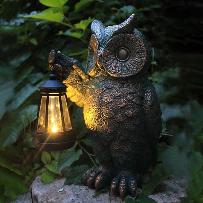 Garden Statues Outdoor, owl Figurines Decorated with Solar Lights, Unique Christmas Birthday Gifts for Moms, Grandmas, Women, Wives, Sisters-HomvellaHome