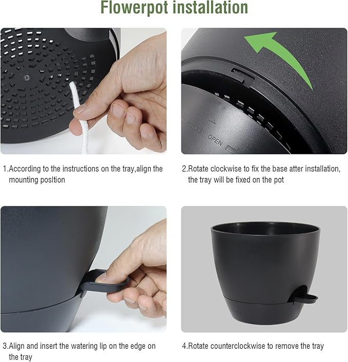 10/9/8 inch Medium Self Watering Pots, Plant Pots with Mesh Drainage Holes for Indoor Outdoor Garden Plants, Flower Pots with Removable Deep Reservoir, Set of 3 Plastic Planters, Black-HomvellaHome