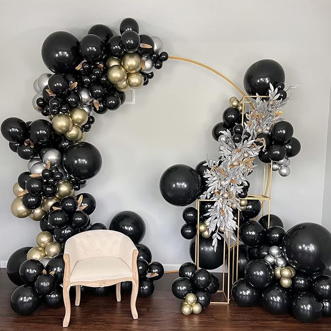 130pcs Black Balloons Different Sizes 18" 12" 10" 5" Party Latex Balloons for Birthday Graduation Baby Shower Anniversary New Year Holiday Party Decorations-HomvellaHome