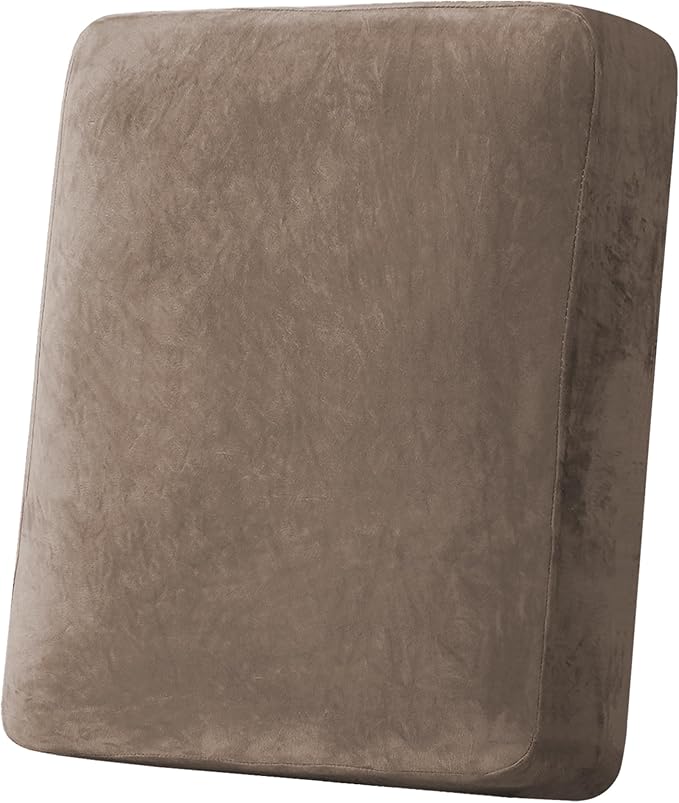 H.VERSAILTEX Velvet Stretch Couch Cushion Cover Plush Cushion Slipcover for Chair Cushion Furniture Protector Seat Cushion Sofa Cover (1 Piece Armchair Cushion Covers, Mocha)-HomvellaHome
