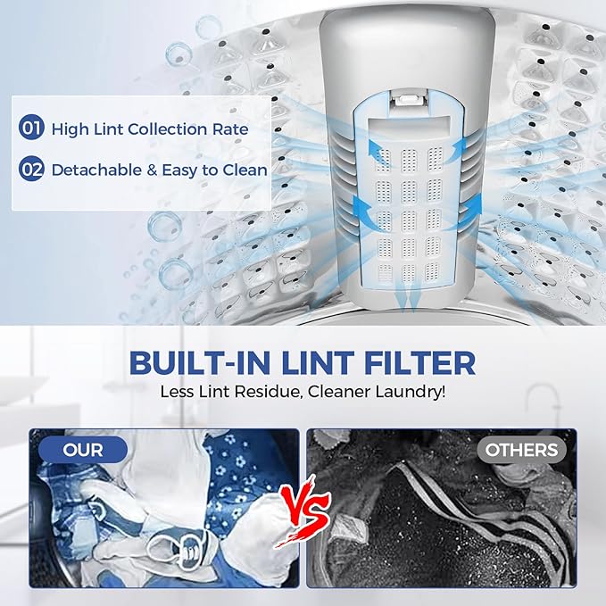 17.8Lbs Portable Washing Machine Nictemaw Portable Washer, 2.3 Cu.ft Washer and Dryer Combo with Drain Pump, 10 Programs 8 Water Level Compact Laundry Washer for Home, Apartment, RV, Dorms-HomvellaHome