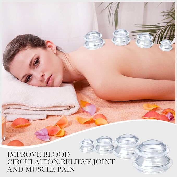 16 Pcs Silicone Cupping Therapy Set Anti Cellulite Cup Vacuum Suction Massage Cup Silicone Cupping Therapy Set for Cellulite Reduction Myofascial Release Massage Therapist Home Use (Clear)-HomvellaHome