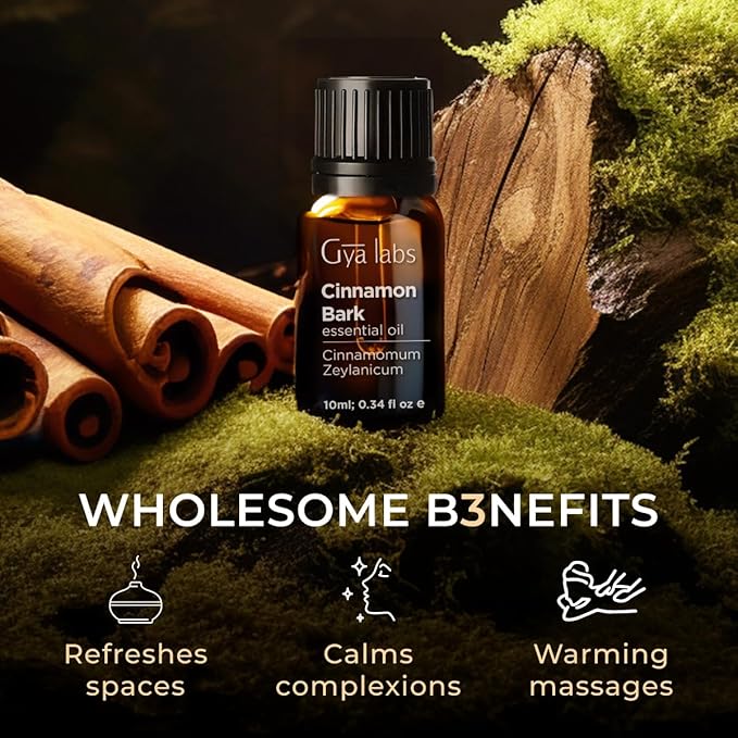 Gya Labs Cinnamon Essential Oil for Diffuser - 0.34 Fl Oz - 100% Pure Natural Cinnamon Bark Essential Oil for Skin, Hair, Lips Body & Candle Making Scent-HomvellaHome
