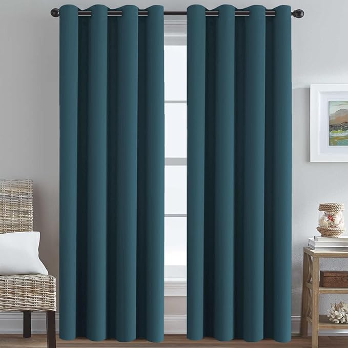 H.VERSAILTEX Premium Blackout Thermal Insulated Room Darkening Curtains for Bedroom/Living Room - Classic Grommet Top (2 Panels, Dark Teal, 52 Inch by 108 Inch)-HomvellaHome
