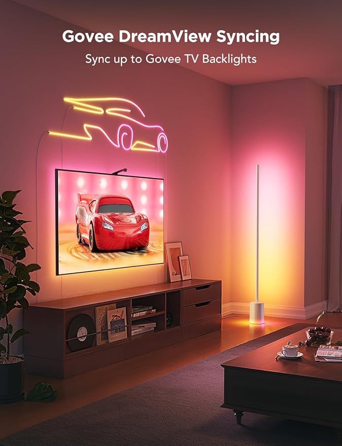 Govee Floor Lamp 2 with Matter, RGBIC, Warm Cool White LED, Alexa Compatible, 1725lm, Music Sync, Scene Modes, Smart Floor Lamp for Living Room, Bedroom, Silver(1 Pack)-HomvellaHome