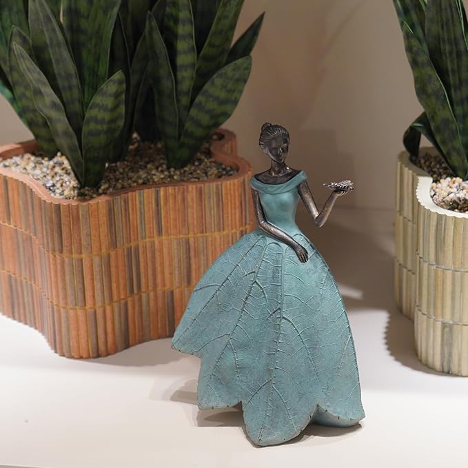 Guichifun Fairy Statue Collection Home Decoration - Leaf Angel Girls with Dragonfly Resin Home Decor for Outside or Inside Rustic Garden Outdoor Yard Decorations Figurines Gift 7.4 x 5.25 x 12 Inch-HomvellaHome