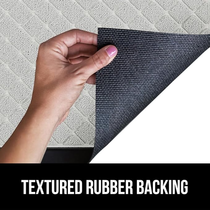 GORILLA GRIP 100% Waterproof All-Season WeatherMax Doormat US Designed Natural Rubber, Stain and Fade Resistant, Low Profile Indoor Outdoor Door Mats, Easy Clean Patio Mat, 23x35, Light Gray-HomvellaHome