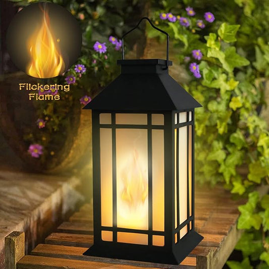 11" Solar Lantern Outdoor Garden Hanging Lanterns Waterproof LED Vintage Flickering Flame Lanterns for Patio, Table, Party.-HomvellaHome