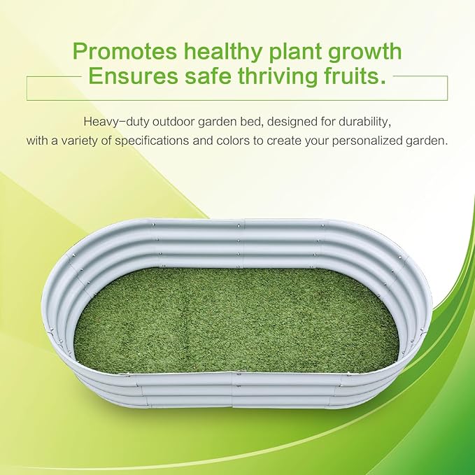 Gardmax Galvanized Raised Garden Bed, Lightweight Planter Boxes Outdoor with Easy Assembly, Large Garden Bed for Vegetables, Fruits, Flower Silver-HomvellaHome