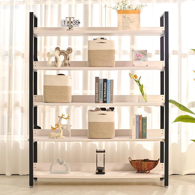 11 Inch Cube Storage Bins, Organizer Woven Cotton Rope Square Baskets for Organizing Shelves, Toys, Nursery, Off White & Brown (Pack of 3)-HomvellaHome