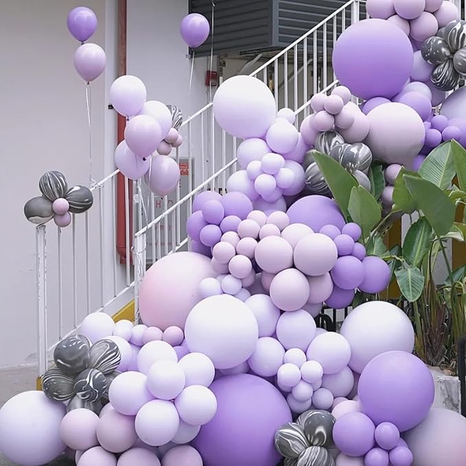130pcs Pastel Purple Balloons Different Sizes 18" 12" 10" 5" Light Purple Latex Balloon Garland Arch Kit for Birthday Baby Shower Graduation Wedding Gender Reveal Party Decorations-HomvellaHome