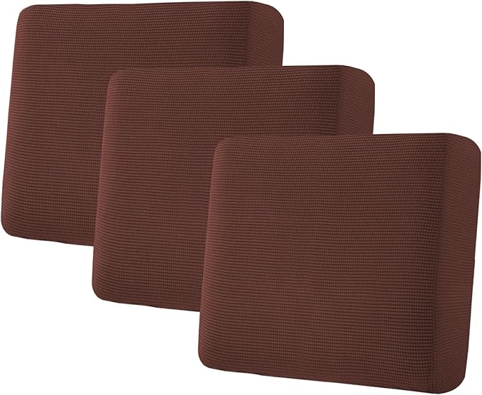 H.VERSAILTEX Super Stretch Individual Seat Cushion Covers Sofa Covers Couch Covers Slipcover Sets Thick Jacquard Textured Twill Fabric (3 Piece XL Sofa Cushion Covers, Burnt Brick)-HomvellaHome
