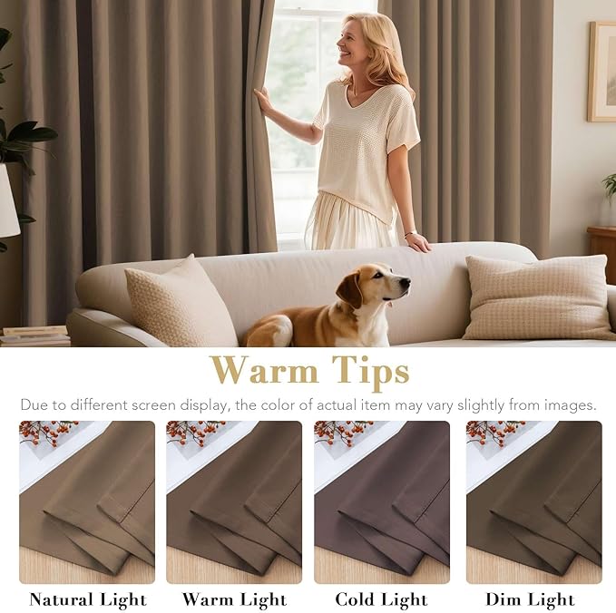 H.VERSAILTEX Ultra Soft Microfiber Thermal Insulated Antique Copper Grommet Blackout Curtains/Window Treatment Draperies 52 by 72 - Inch for Living Room/Bedroom, Set of 2 - Macchiato-HomvellaHome