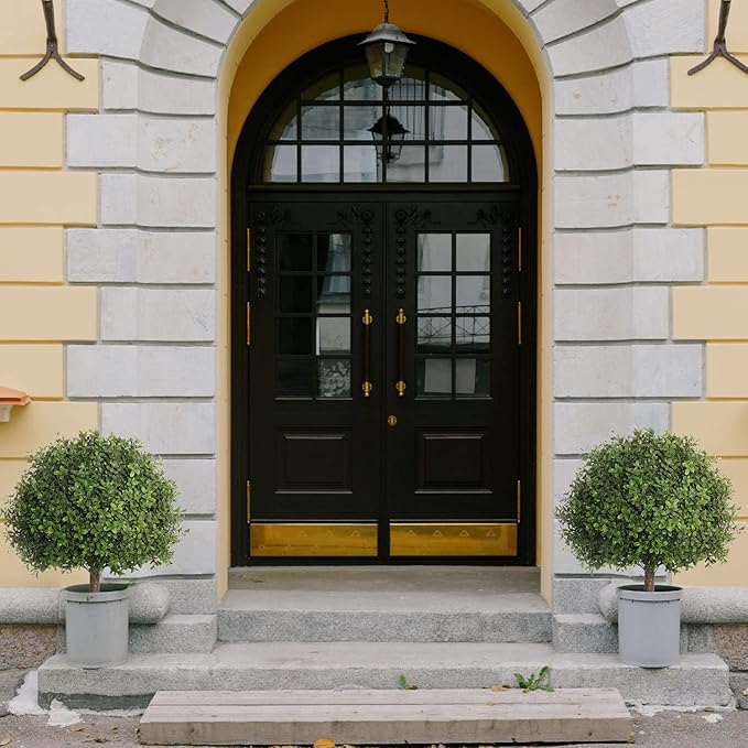 2 Pack 24.5inch Artificial Topiary Ball Plants, Faux Boxwood Ball in Pot, Fake Outdoor Plant for Front Door Decor, Home Decor, Garden, Wedding Decor-HomvellaHome