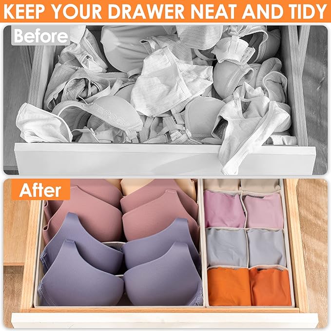 12 Pack Baby Clothes Organizer for Nursery, 116 Cells Fabric Foldable Dresser Closet Organizers and Storage Bins for Clothing, Women Men Underwear Socks, Bra, Ties, Scarf, Belt, Hair Accessories-HomvellaHome