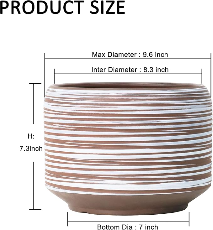 10 Inch Ceramic Plant Pot with Drainage – Large Flower Pot for Indoor Outdoor Plants, Modern Decorative Planter for Patio, Balcony, Garden, or Home Decor-HomvellaHome