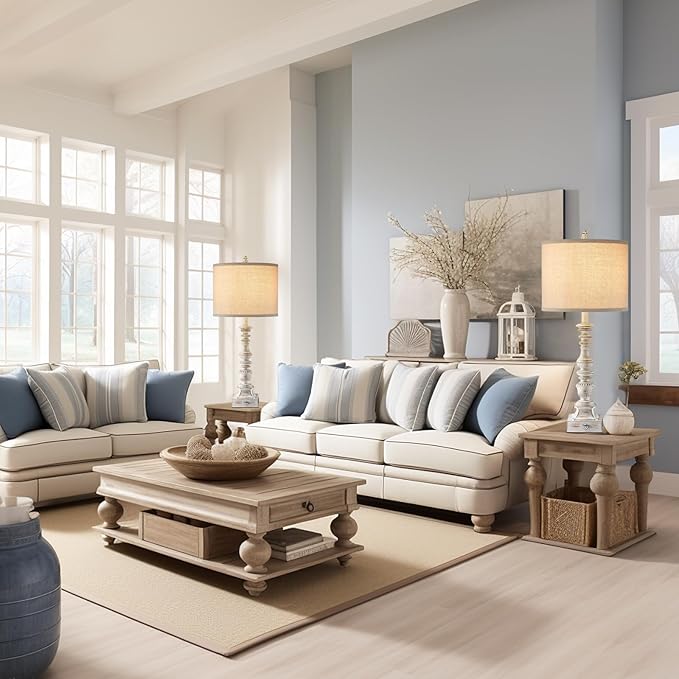 Farmhouse Table Lamps for Bedroom Set of 2 Vintage 3-Way Dimmable Touch Control Nightstand Lamps, Bedside Lamps for Living Room, Traditional Nightstand Lamp End Table lamps 28.5" (Bulbs Included)-HomvellaHome