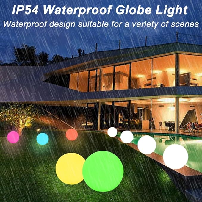 12 Inch Solar Glowing Ball Light Outdoor, Solar Garden Globe Light w/Remote, RGB Color Changing Waterproof Large LED Orb Lights, Landscape Lighting Mood Lamp w/Ground Stake for Patio Yard Lawn Path-HomvellaHome