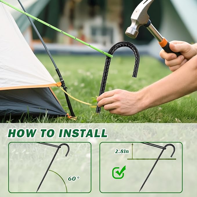 16 Inch Ground Stakes Heavy Duty,16 Pack Metal Fence Stakes for Ground for Wire Fencing,Heavy Duty Long Tent Stakes for Trampolines Camping Canopies and Swing Set-HomvellaHome