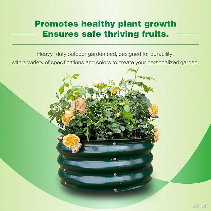 GARDMAX 2x2x1FT Galvanized Round Raised Garden Bed Kit, Metal Planter Boxes Outdoor with Easy Assembly, Large Garden Bed for Vegetables, Fruits, Flower, Herbs Dark Green-HomvellaHome