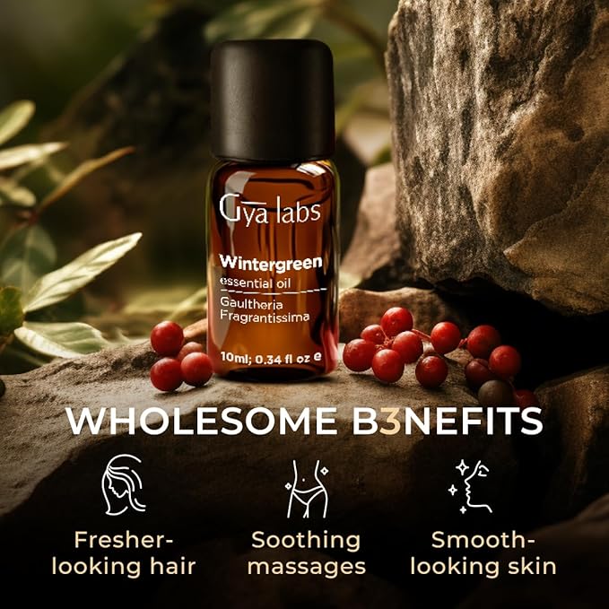 Gya Labs Wintergreen Essential Oil for Diffuser - 0.34 Fl Oz - 100% Pure Natural Wintergreen Oil for Skin, Hair, Massage & Candle Making Scent-HomvellaHome