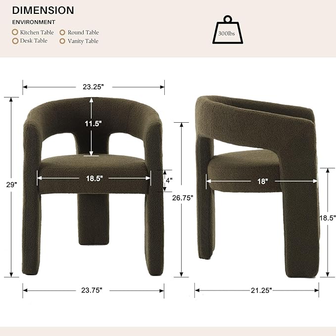 Green Sherpa Dining Chairs Set of 6, Modern Barrel Dining Room Chairs Upholstered Faux Fur Accent Chair with Arms and Round Back for Living Room Kitchen Armchair No Assembly Needed-HomvellaHome