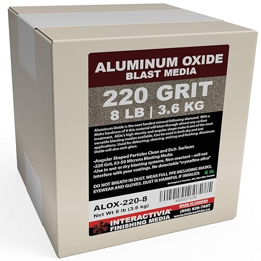#220 Aluminum Oxide - 8 LBS - Ultra Fine Sand Blasting Abrasive Media for Blasting Cabinet and Blasting Guns.