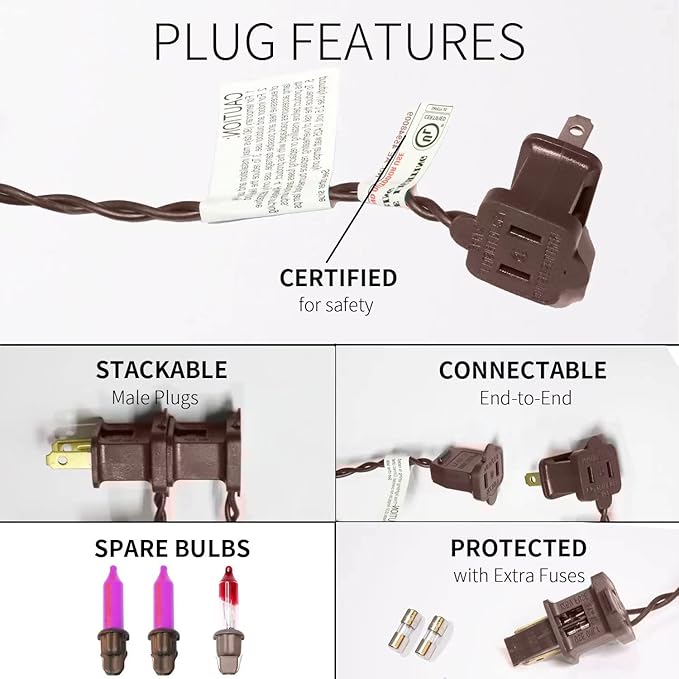 100LIGHTS Purple Extra-Bright with End Connectors Halloween Decorative Lights 5.98m UL Certified Mini String Light Set Waterproof for Halloween Home Garden Christmas Tree Party Patio Wedding-HomvellaHome