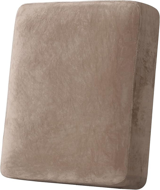 H.VERSAILTEX Velvet Stretch Couch Cushion Cover Plush Cushion Slipcover for Chair Cushion Furniture Protector Seat Cushion Sofa Cover (1 Piece Armchair Cushion Covers, Taupe)-HomvellaHome