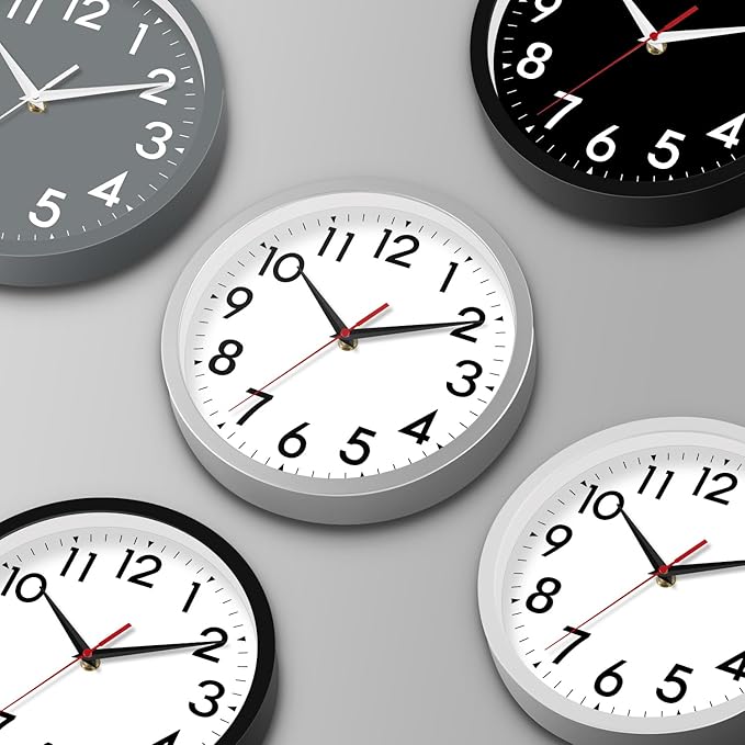 14 Inch Wall Clock Large Battery Operated Big Silent Non Ticking Analog Clock Decorative for Living Room Office Kitchen Outdoor Classroom Bedroom Bathroom School(Black)-HomvellaHome