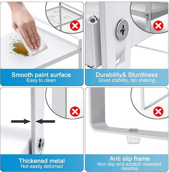 11'' Wide Expandable Cabinet Shelf Organizer Rack Adjustable Length 14''-26'' Pantry Shelf Spice Rack Heavy Duty Nonslip Kitchen Counter Storage Shelves Pantry Cupboard Under Sink Countertop White-HomvellaHome