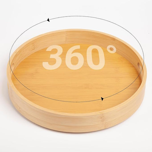 10in Bamboo Lazy Susan Organizer for Countertop and Cabinet with Large and Stable Chassis,Round Rotating Bamboo Tray for Station Organizer,for Kitchen Bathroom Laundry Room (10in)-HomvellaHome