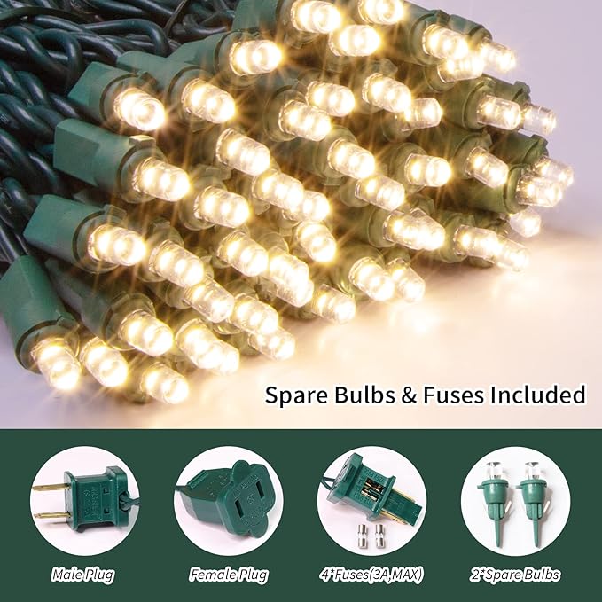 100 Count Warm White - String Lights - 21.6FT LED Christmas Lights, Mini led Lights for Indoor Outdoor Home Holiday Party Wedding Independence Day Decoration-HomvellaHome