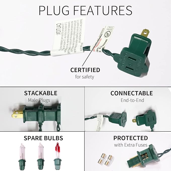 100LIGHTS WARM WHITE Extra-Bright With End Connectors Christmas Decorative Lights 5.98m UL Certified Mini String Light Set Waterproof for Home Garden Holiday Christmas Tree Party Patio Wedding-HomvellaHome