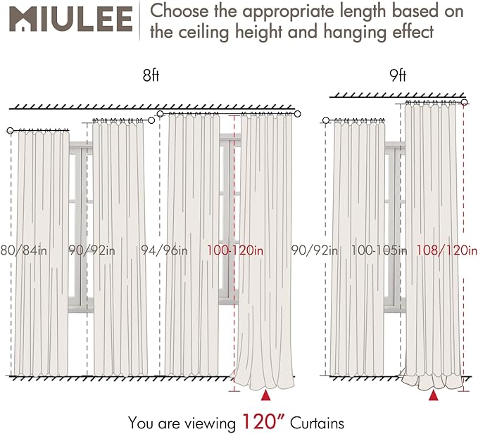 MIULEE 100% Blackout Curtains 120 Inch Long 2 Panels Set for Bedroom, Thick Luxury Faux Linen Black Out Curtain Room Darkening Back Tab Pleat Window Textured Drapes with Hooks for Living Room, Beige-HomvellaHome