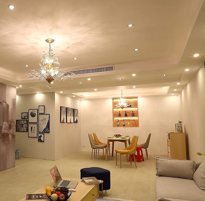 Ganeed Crystal Chandeliers,Vintage Pendant Lighting Crystal Chandelier Lighting Fixtures with 8 Lights,Ceiling Light Fixture for Living Room Bedroom Restaurant Porch Hallway (Gold)-HomvellaHome